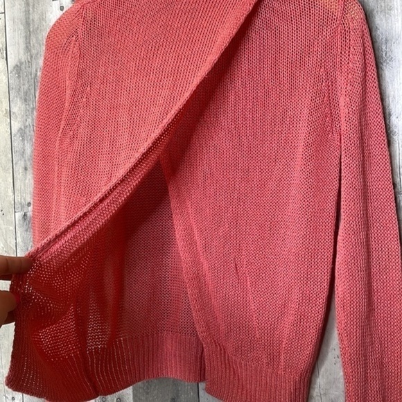 Babaton linen and silk lightweight coral long sleeve‎ crochet top. Size medium - Picture 6 of 11